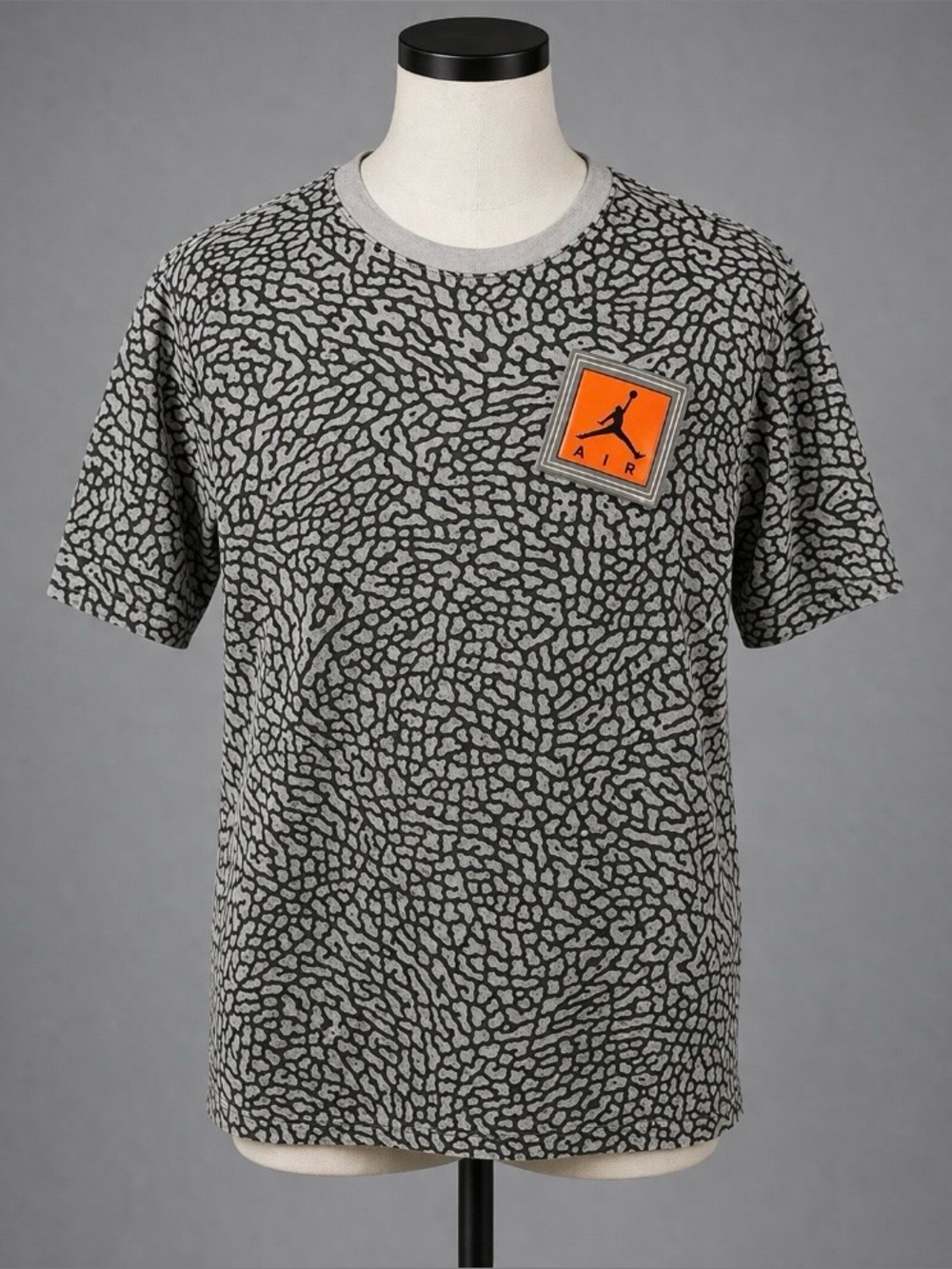 Nike Air Jordan Elephant Print T-Shirt Gray Black Youth Lg Jumpman Graphic Tee